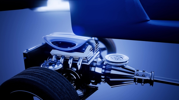 Car Chassis with Engine alt