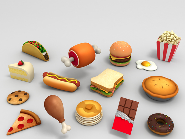 Cartoon Food Pack 3D model