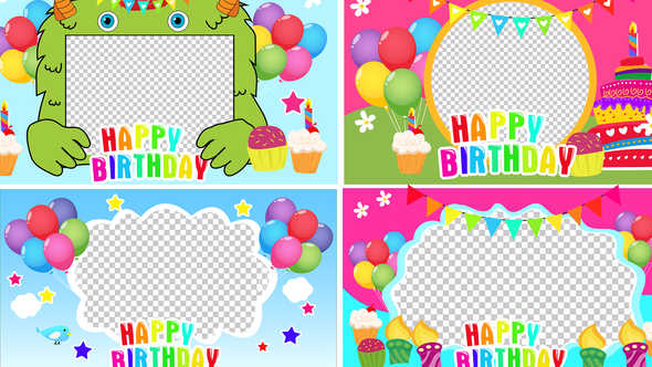 Birthday Frame Cake and Candle Cartoon Pack 5