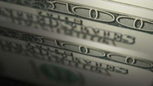 Counting Cash Hundred Dollar Bills with Depth of Field Seamless Animation alt