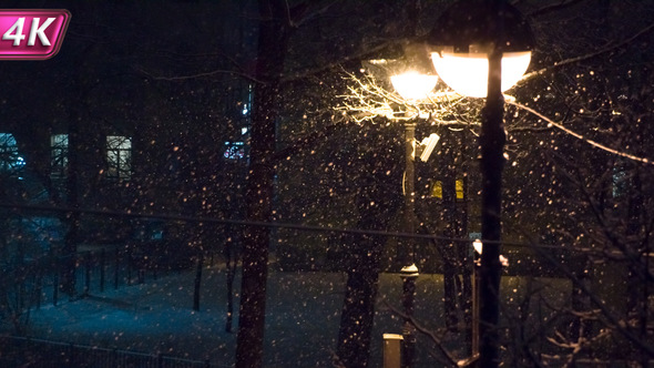 Street Lantern and Night Snowfall alt