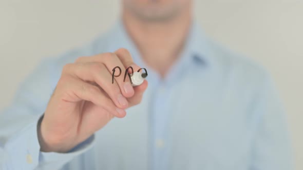 Product And Service, Man Writing on Transparent Screen