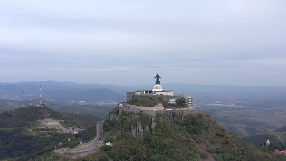 Aerial:  Cristo Rey, Guanajuato, Mexico, drone view