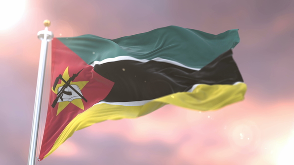 Flag of Mozambique at Sunset