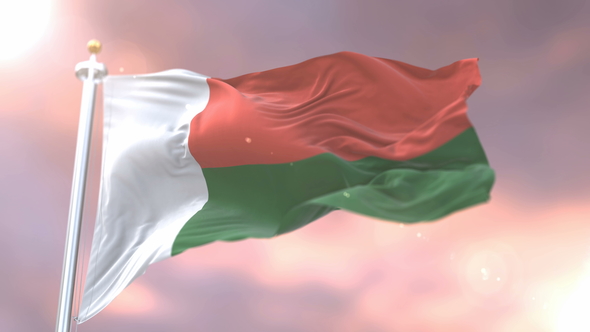 Flag of Madagascar at Sunset