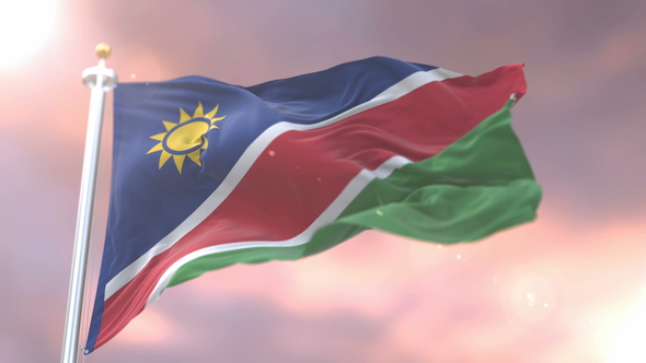 Flag of Namibia at Sunset