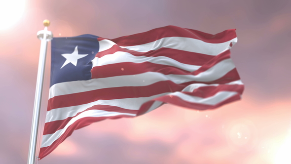 Flag of Liberia at Sunset