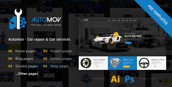 Automov - Car Repair, Auto Car Services PSD Template