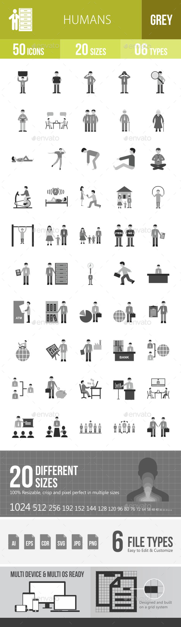 Humans Flat Round Icons