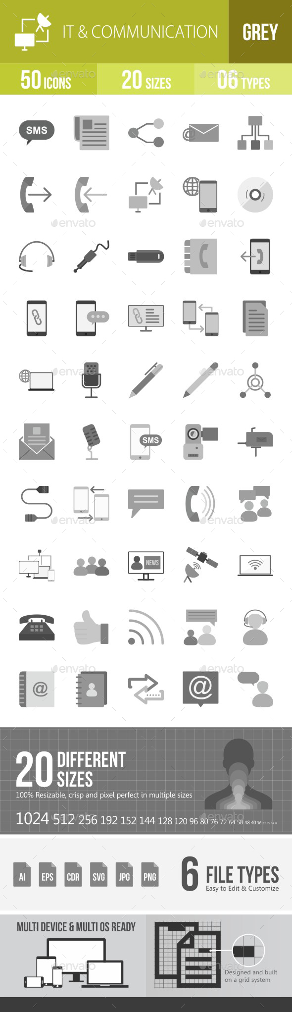 IT & Communication Flat Round Icons