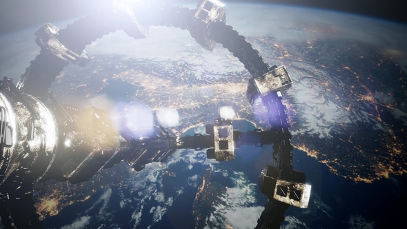 Astronaut and International Space Station alt