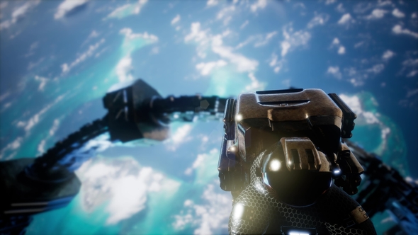 Astronaut and International Space Station alt