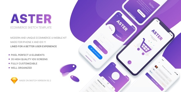 Aster - szablon szkicu aplikacji mobilnej e-commerce