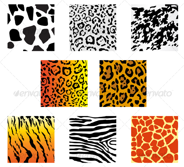 Set of animal fur and skin patterns