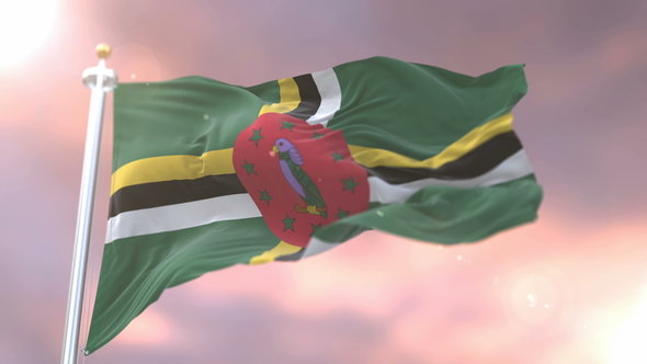 Flag of Dominica at Sunset
