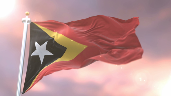 Flag of East Timor at Sunset