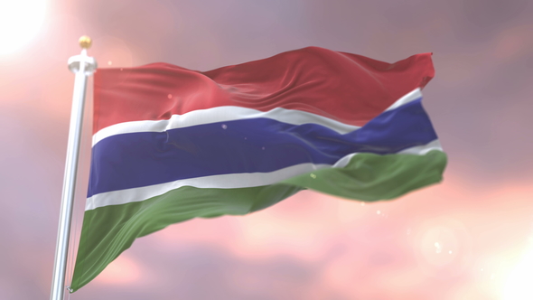 Flag of Gambia at Sunset