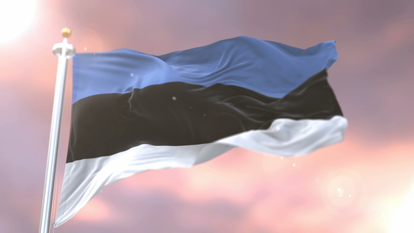 Flag of Estonia at Sunset