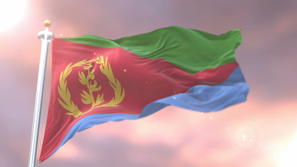 Flag of Eritrea at Sunset alt
