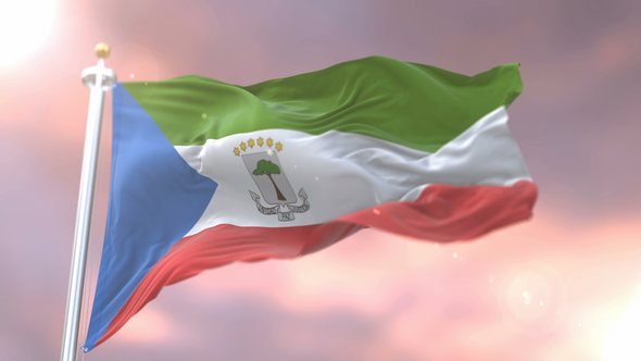 Flag of Equatorial Guinea at Sunset alt