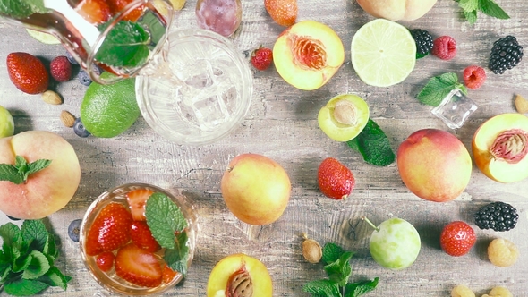 Fruit Drink with Ice Top View