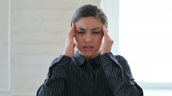 Exhausted Young Indian Woman Having Headache