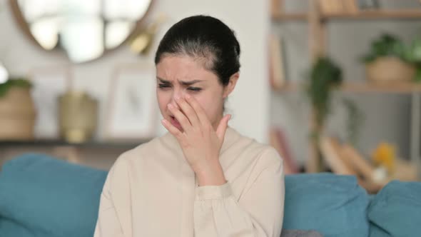 Upset Indian Woman Crying at Home 