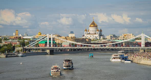 Cathedral of Christ the Saviour, Gorky Park and Moscow River. Time lapse footage