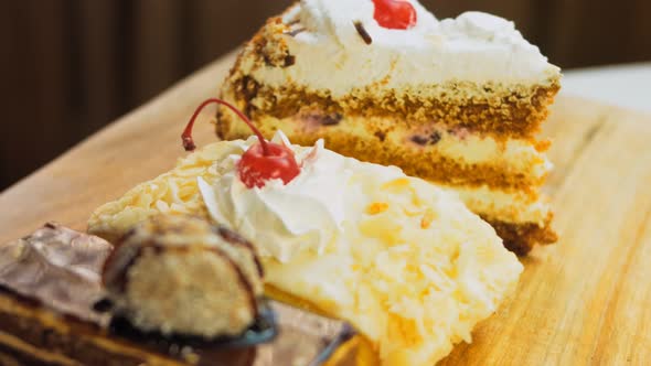 Many Slices of Cake on a Retrostyle Baking Sheet