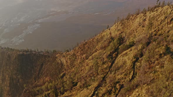 Drone Over Mountain Landscape Of Tengger Calder