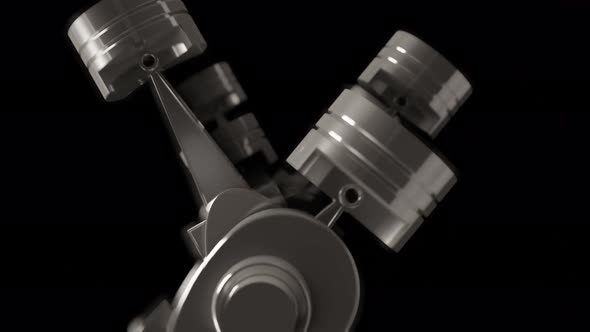 engine pistons 4k animation