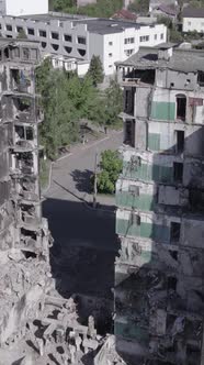 Vertical Video of a House Destroyed By the War in Ukraine