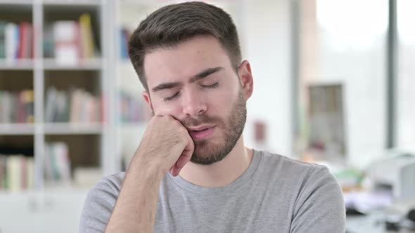 Portrait of Tired Young Man Taking Nap, Sleeping