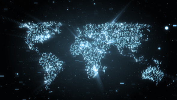 World Map Binary Code Background