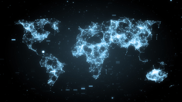 World Map Digital Social Network Wire Background