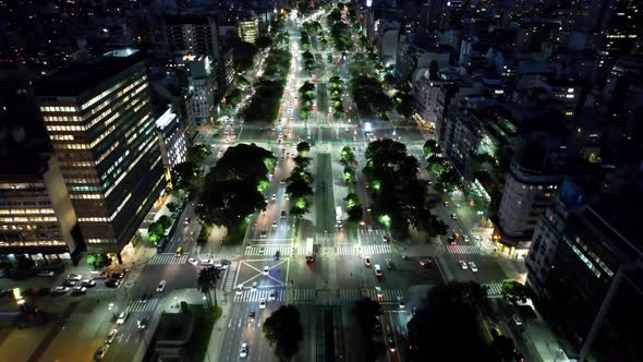 Buenos Aires Argentina. Night cityscape landscape of tourism landmark.