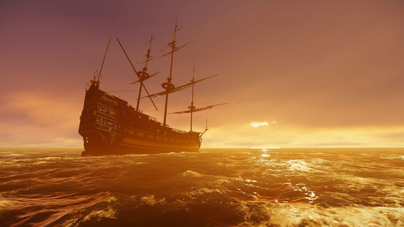 Big Ship At Sunset