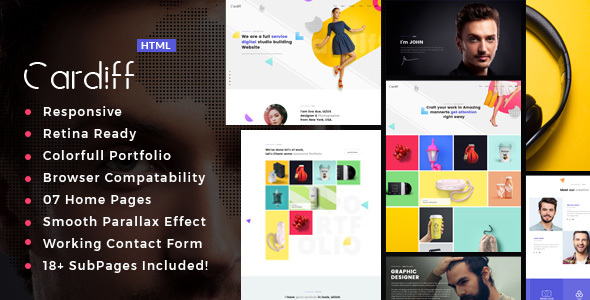 Cardiff Colorful Minimal Portfolio HTML Template