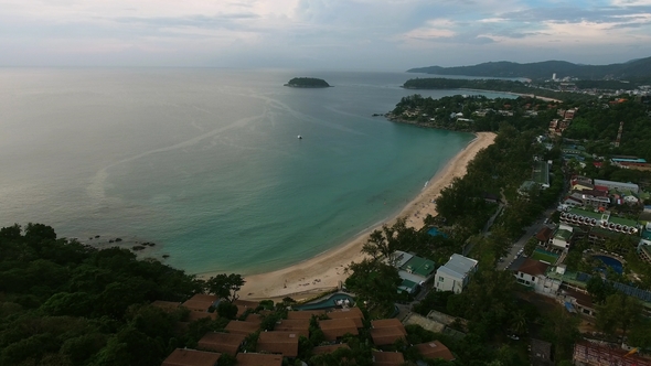 Aerial View of Empty Sea Beach at Summer Day