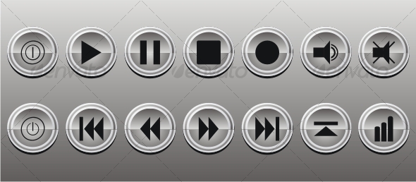 Buttons Media Panel Icon Set