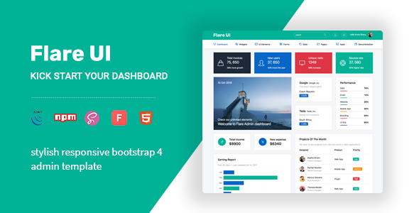 FlareUI Bootstrap 4 Admin Template