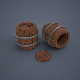 Wooden barrels (low poly) - 3DOcean Item for Sale