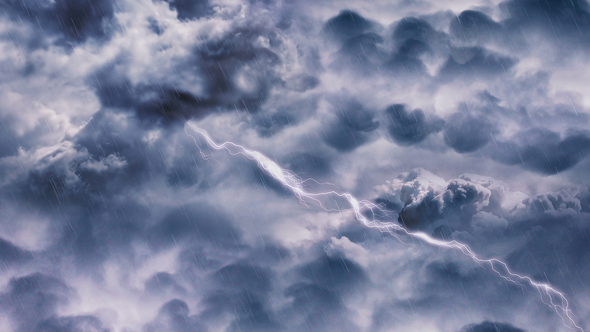 Storm Dark Clouds and Lightning Strikes