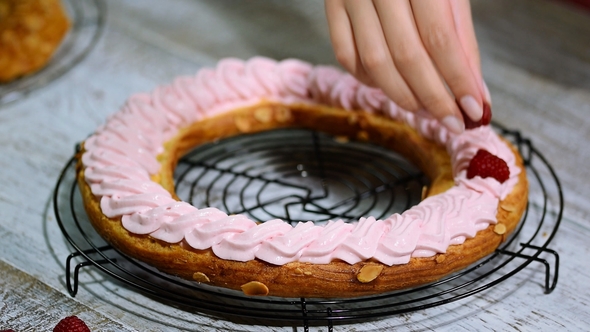 Preparation Homemade Choux Pastry Cake Paris Brest