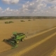 Three Combines Working on the Large Wheat Field - VideoHive Item for Sale