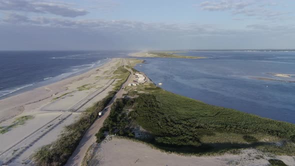 Aerial of Westhampton Beach and Moriches Bay