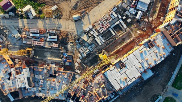 Unfinished Appartments on a Construction Site. View From Above. alt
