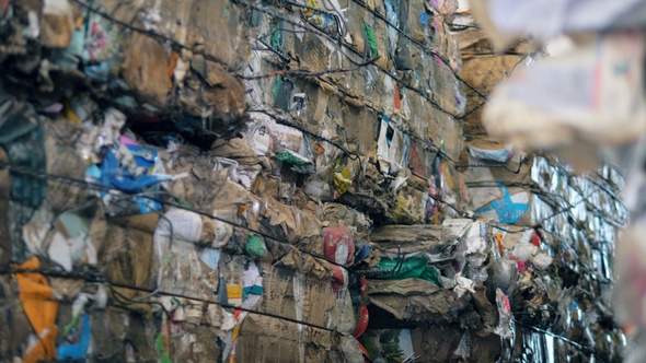 Blocks of Rubbish Contained in a Recycling Facility