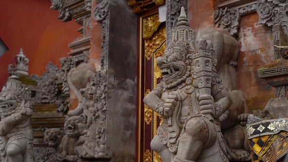 Steadycam Shot of the Puri Saren Royal Palace, Ubud