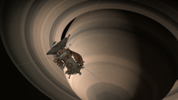 Satellite Cassini Is Approaching Saturn alt